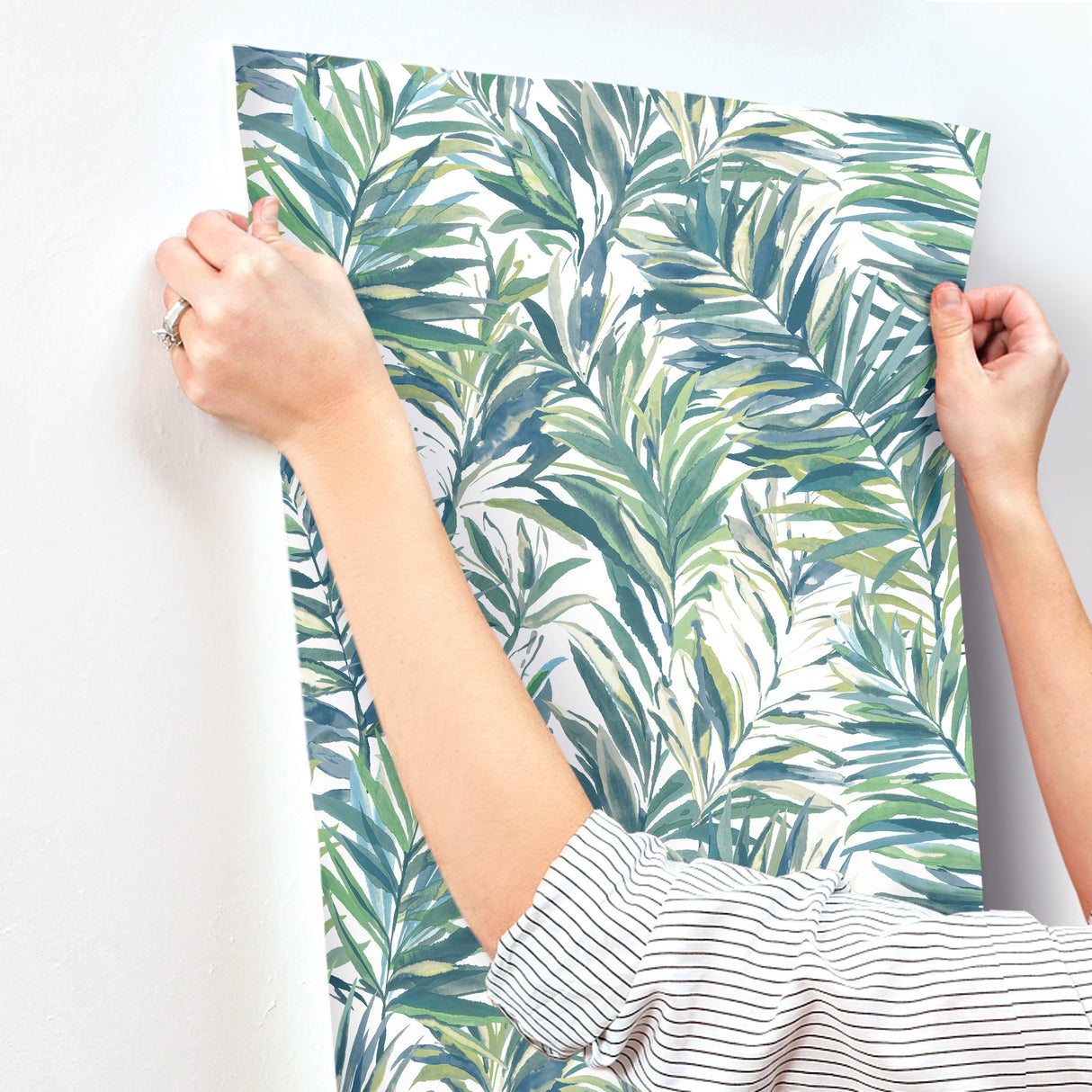 Swaying Palms Green & Blue by York Wallcoverings Tropical Wallpaper- York Wallcoverings GN2544