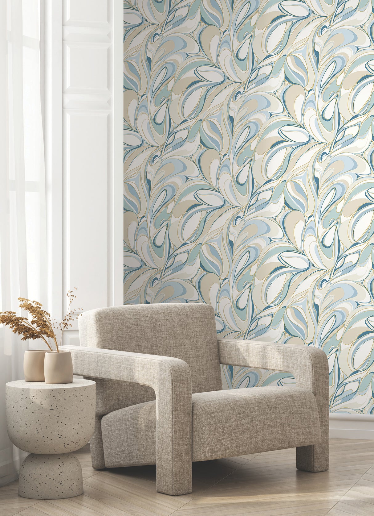 Achate Blue by York Wallcoverings Marbled Metallic Wallpaper – York Wallcoverings GN2562