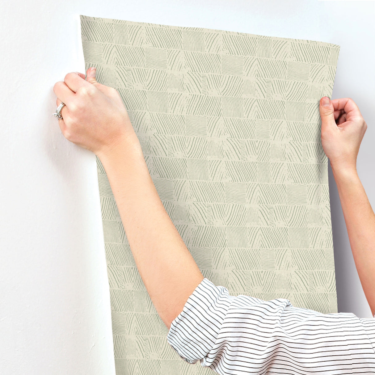 Woodcut Green & Stone by York Wallcoverings Geometric Non Woven Wallpaper- York Wallcoverings GN2624