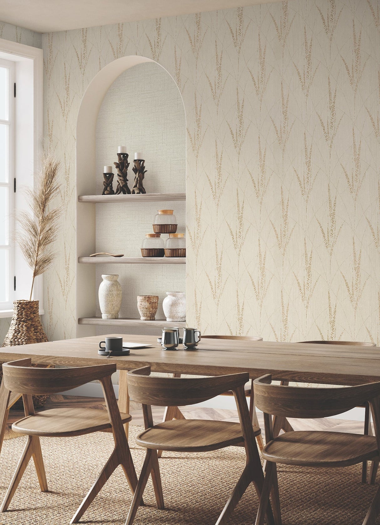 Graceful Willow Pale Straw by York Wallcoverings Botanical Wallpaper- York Wallcoverings GN2642