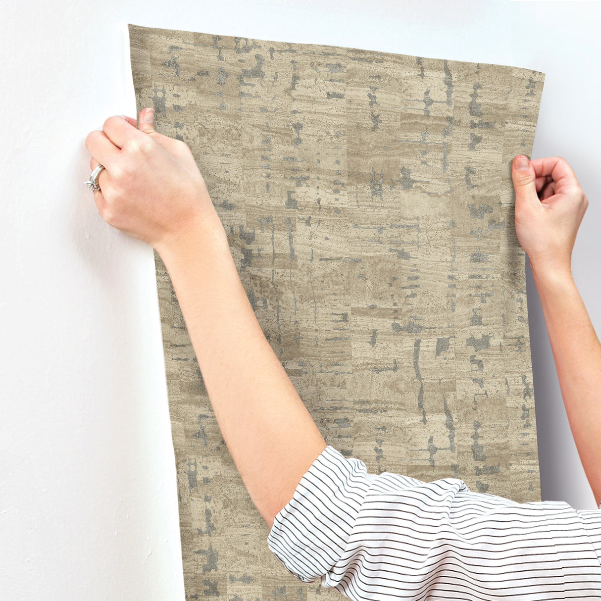 Pop The Cork Taupe by York Wallcoverings Textured Cork-Look Wallpaper – York Wallcoverings GN2651