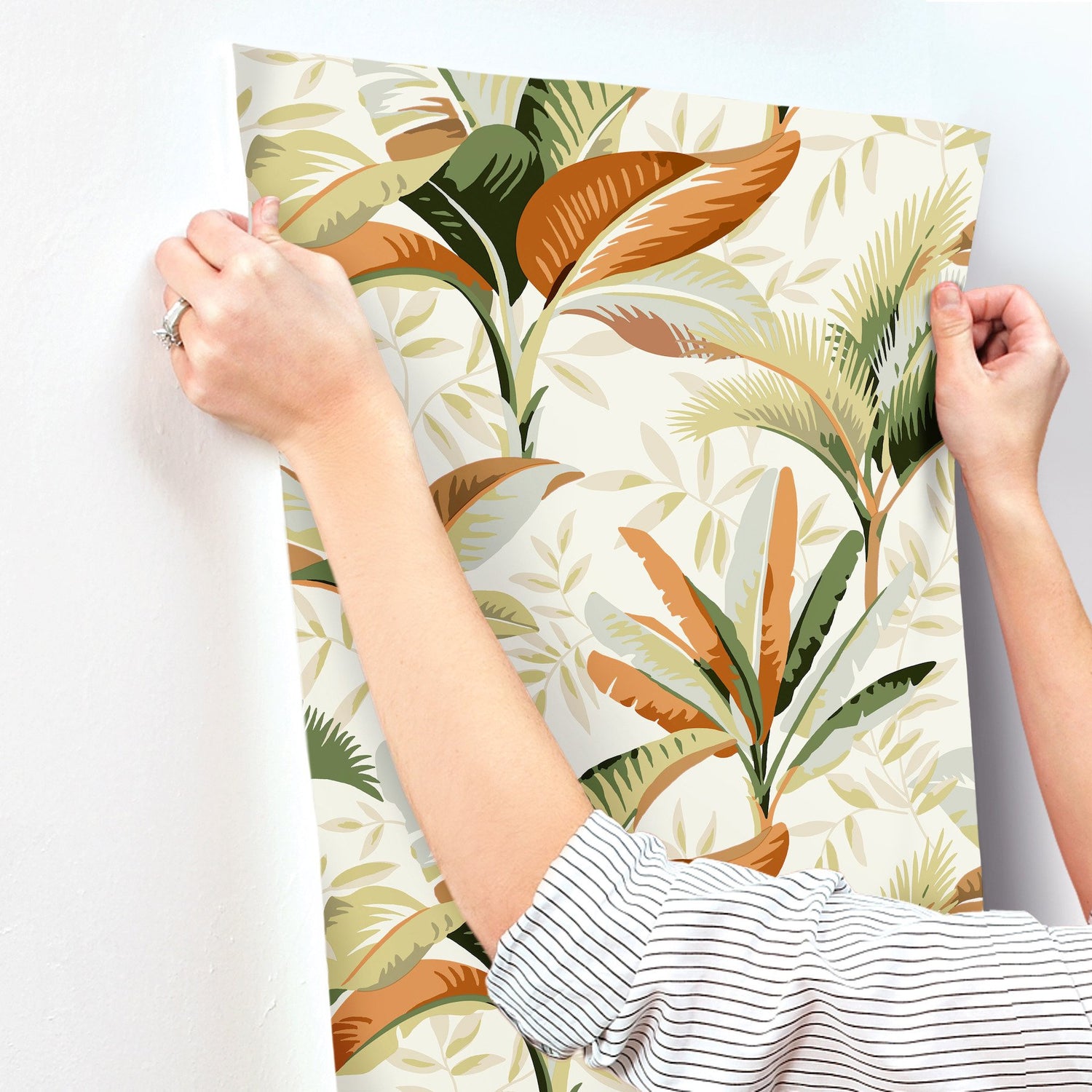 Summerhouse Sienna Wallpaper with Tropical Palm Leaves - York GO8201