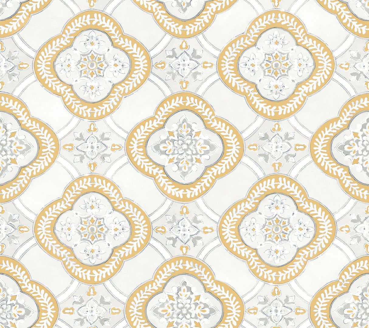 Garden Trellis Ochre Geometric Tile Wallpaper - York GO8215