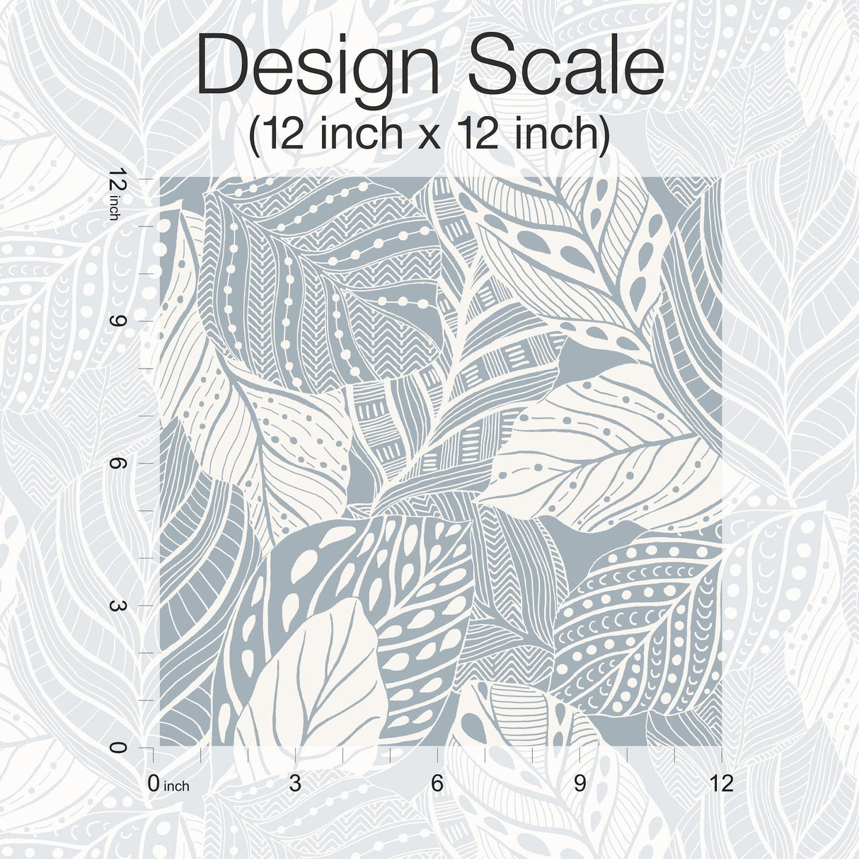 Vinca Blue Wallpaper with Botanical Leaf Silhouette Pattern - York GO8225