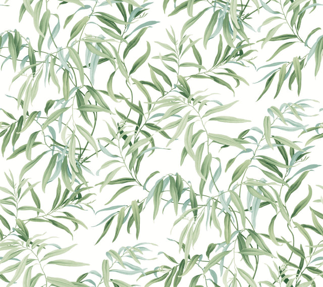 Willow Grove Forest Green Botanical Wallpaper with Sure Strip Prepasted Material - York GO8241
