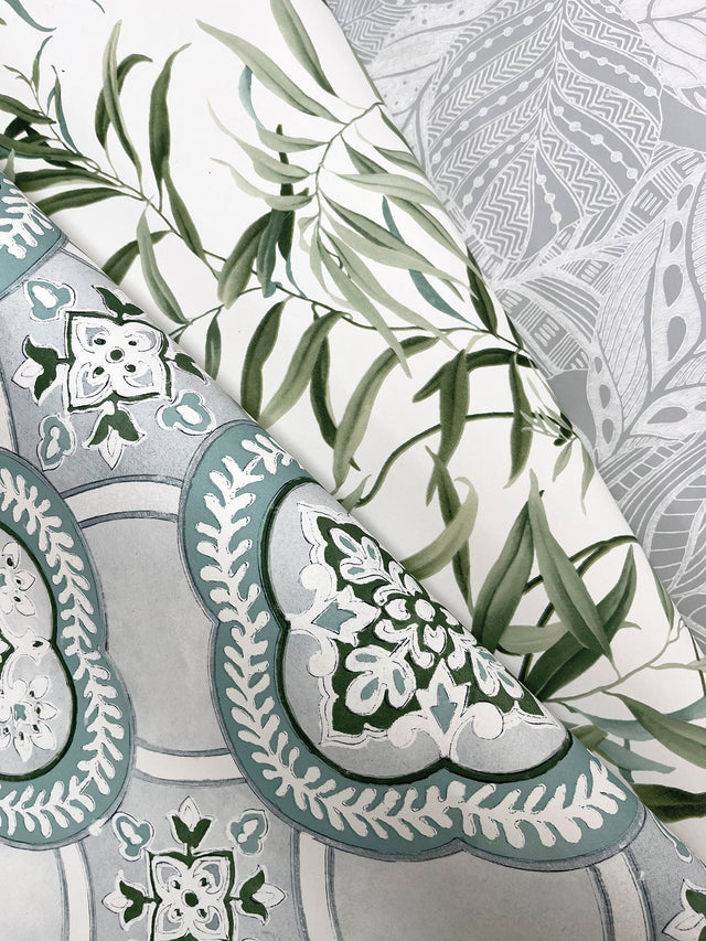 Willow Grove Forest Green Botanical Wallpaper with Sure Strip Prepasted Material - York GO8241