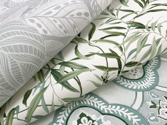 Willow Grove Forest Green Botanical Wallpaper with Sure Strip Prepasted Material - York GO8241