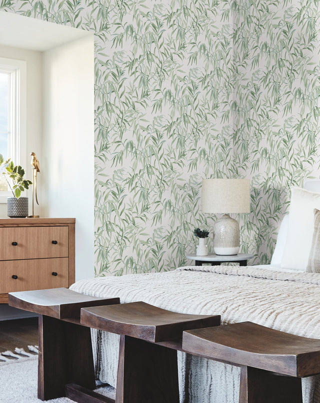 Willow Grove Forest Green Botanical Wallpaper with Sure Strip Prepasted Material - York GO8241