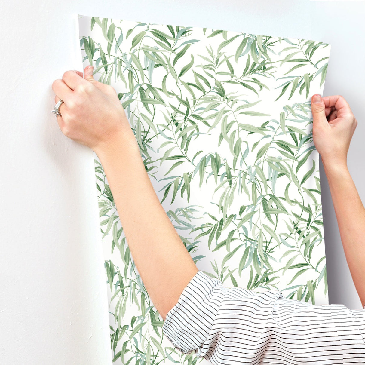 Willow Grove Forest Green Botanical Wallpaper with Sure Strip Prepasted Material - York GO8241