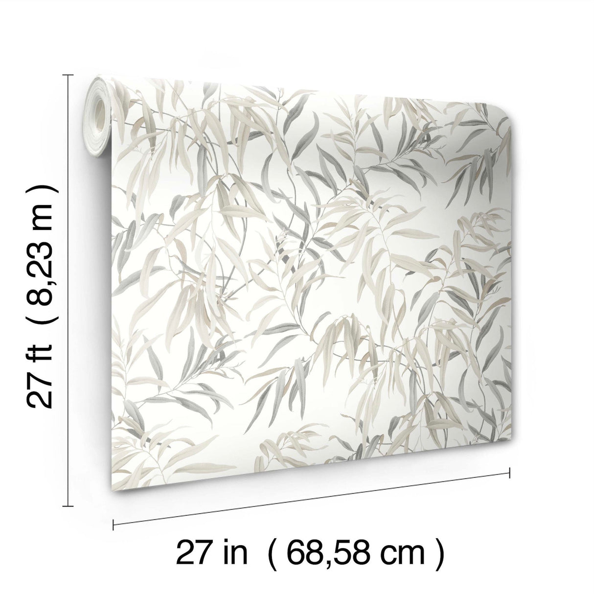 Willow Grove Sand Wallpaper with Botanical Willow Leaf Pattern - York GO8243