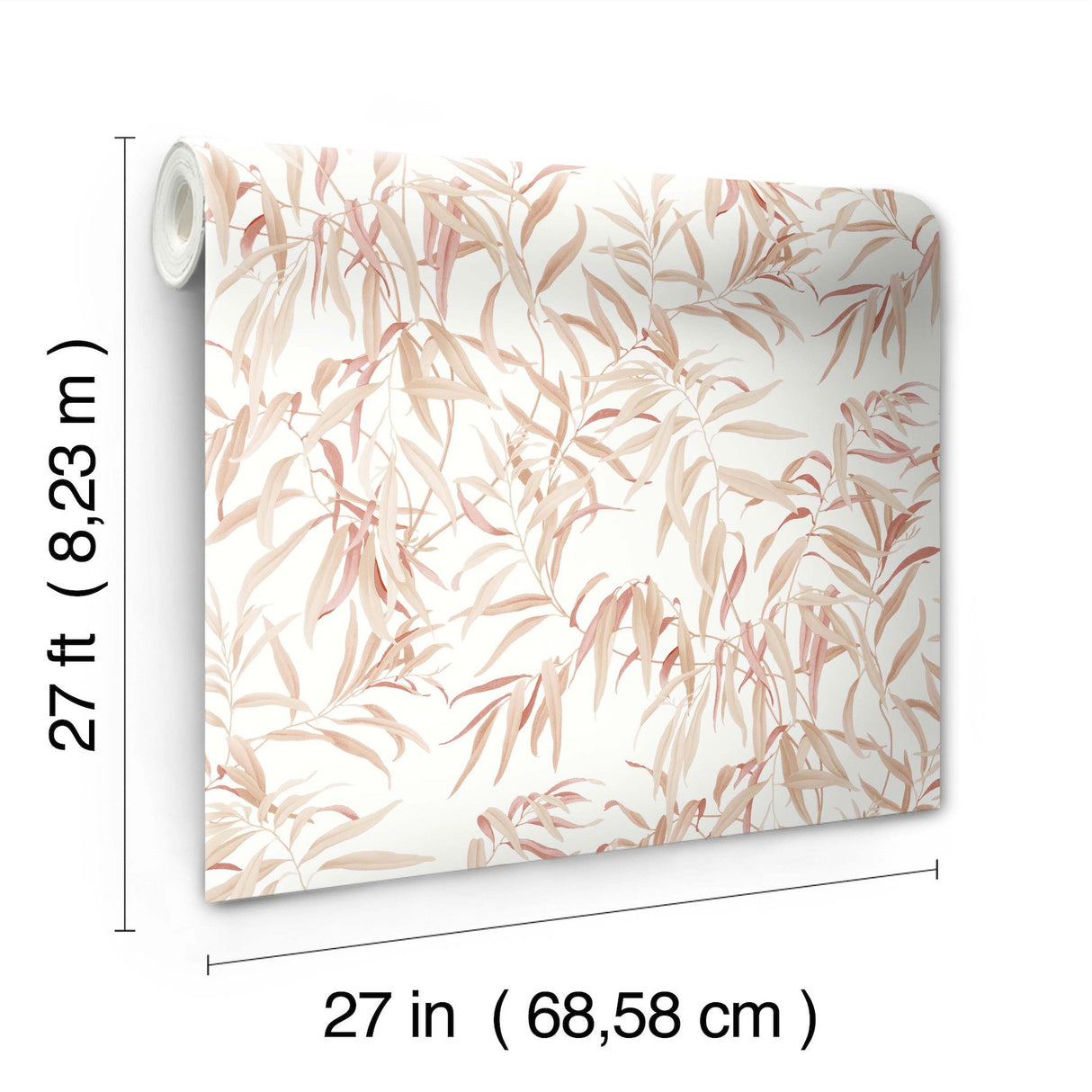 Willow Grove Clay Wallpaper with Botanical Willow Leaf Pattern Prepasted Sure Strip - York GO8244