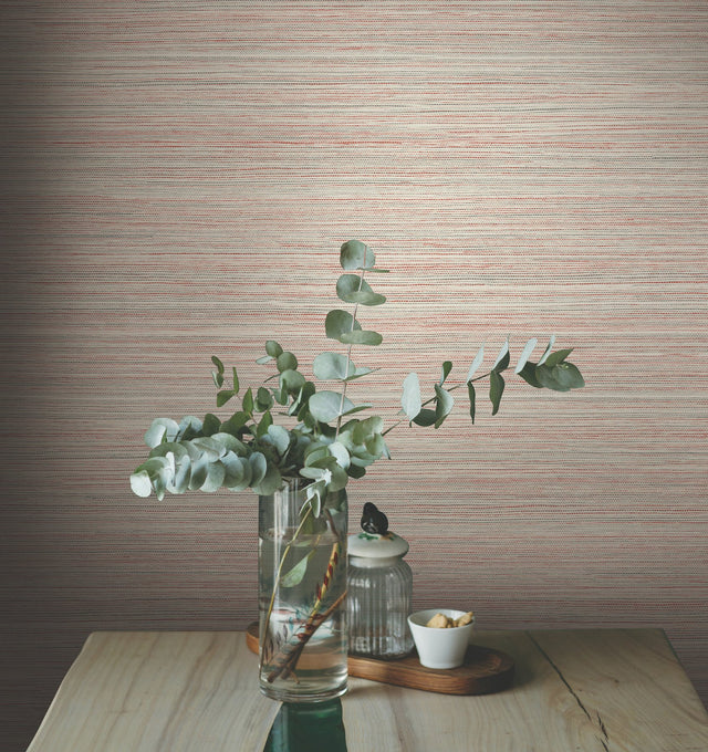 Fountain Grass Clay Wallpaper with Textured Grasscloth Look - York GO8301
