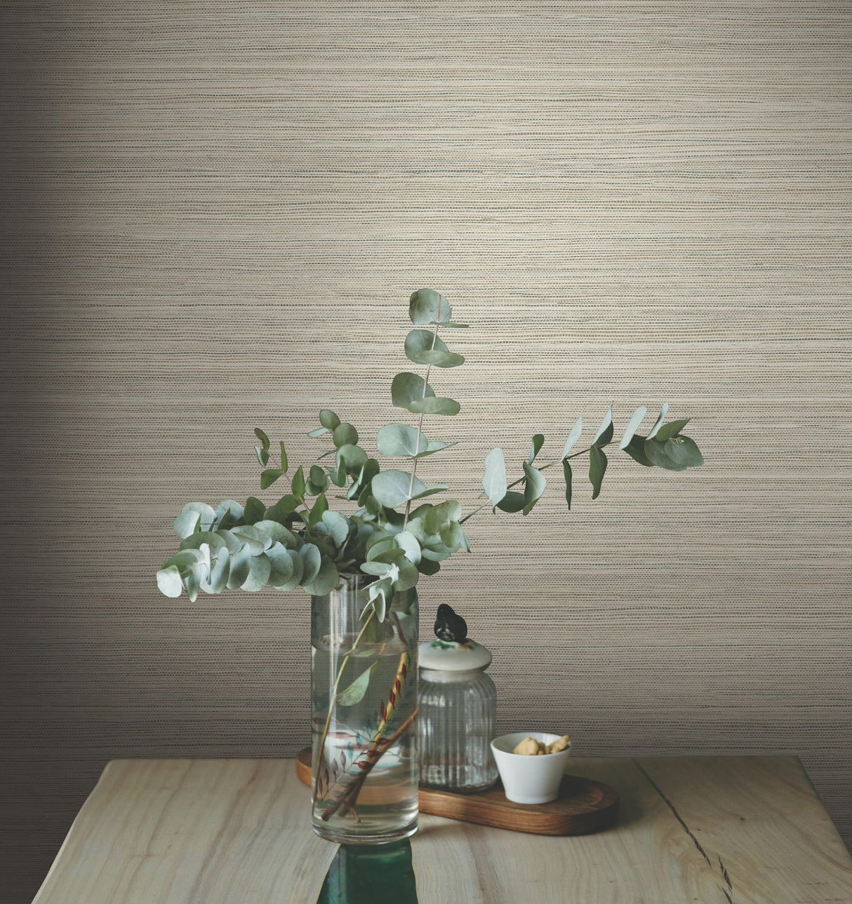Fountain Grass Camel Wallpaper with Faux Grasscloth Texture - York GO8305