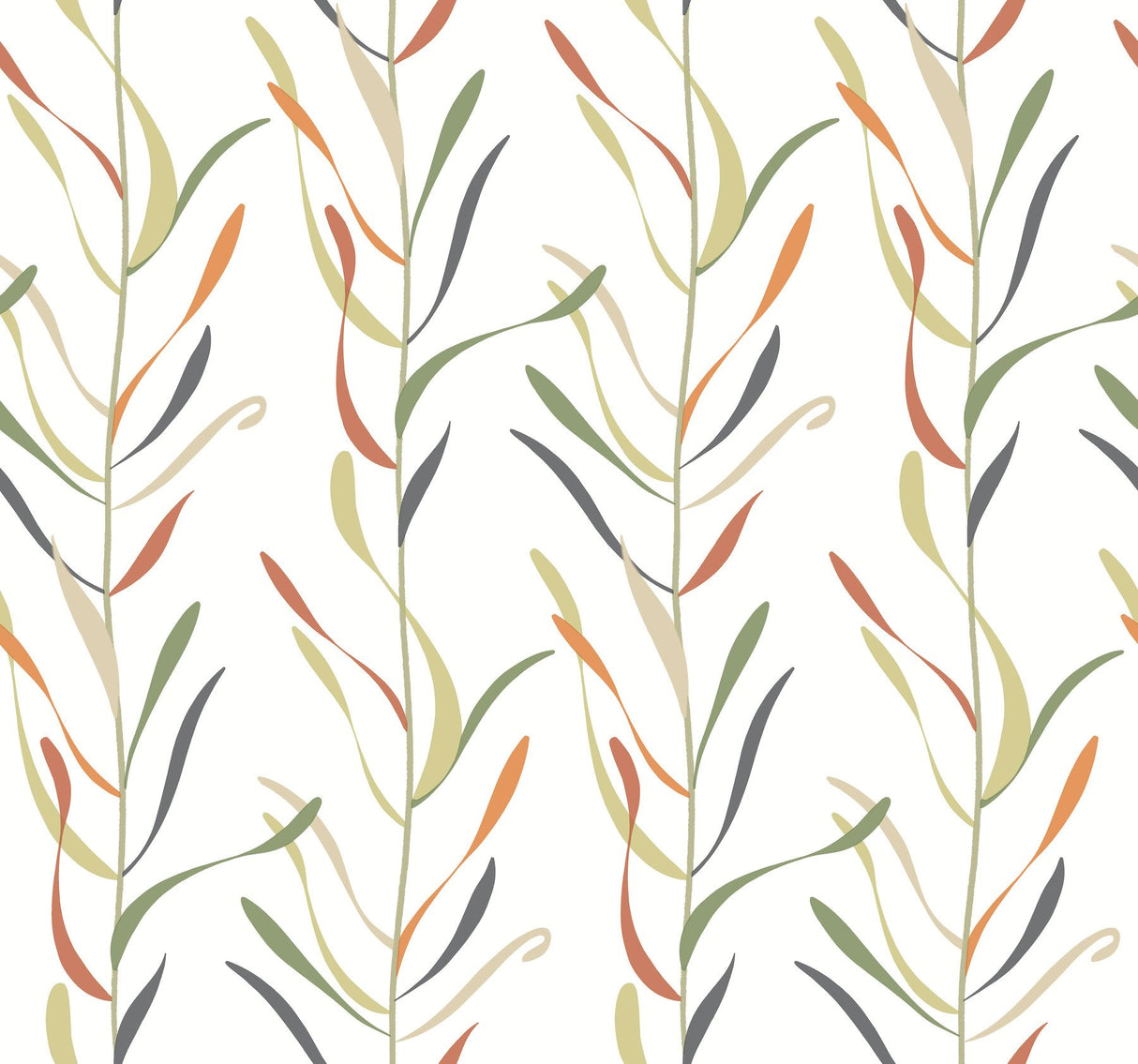 Chloe Vine Sienna Botanical Prepasted Wallpaper with Stylized Leaf Stripes - York GO8321