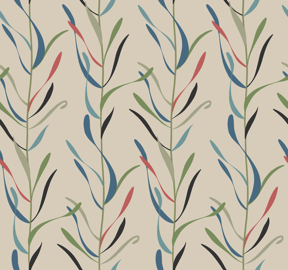 Chloe Vine Savanna Wallpaper with Striped Botanical Vine Pattern - York GO8326