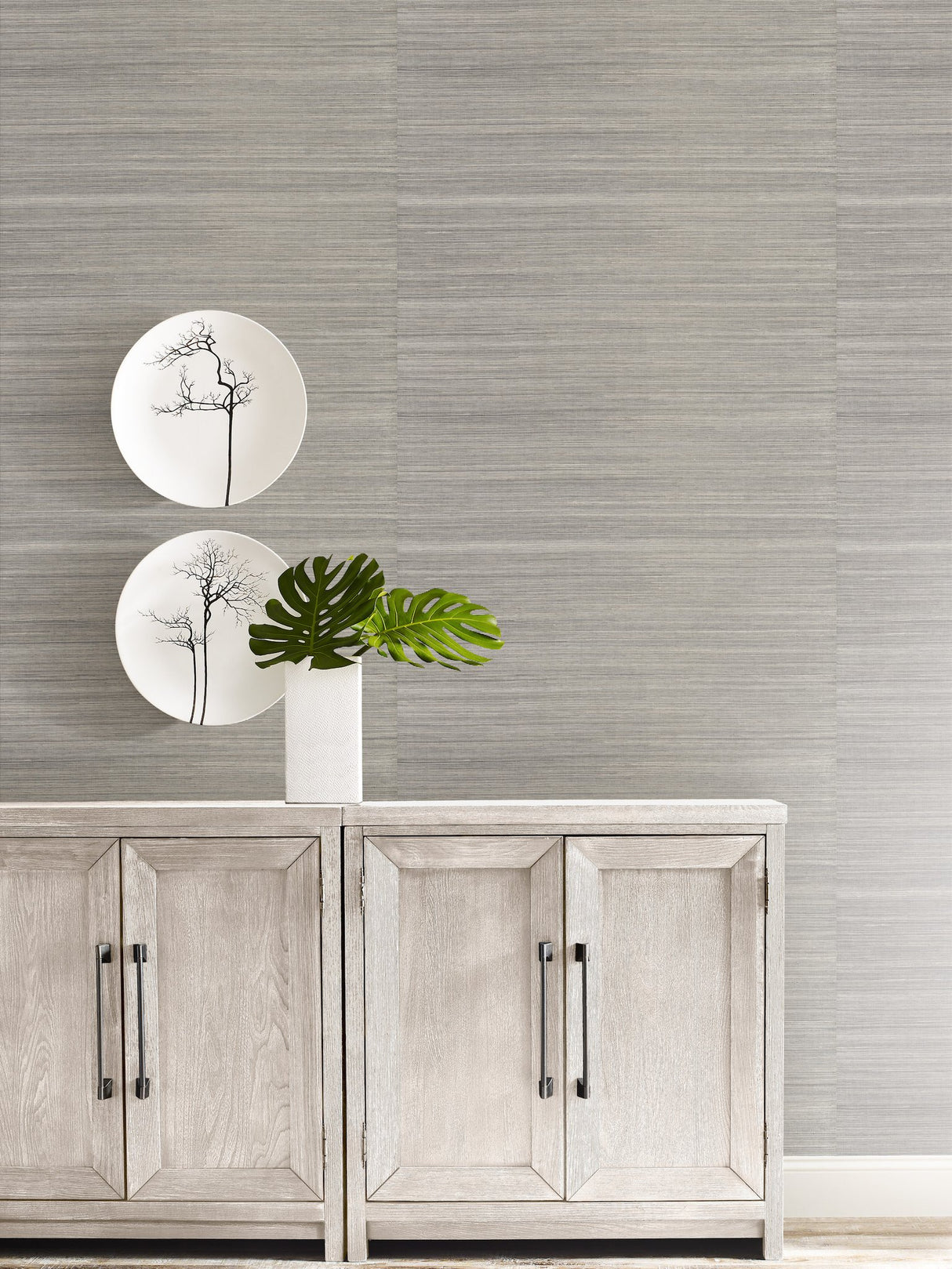 Imperial Dark Grey & Tan Grasscloth Wallpaper with Sisal Woven Texture - York GR1045