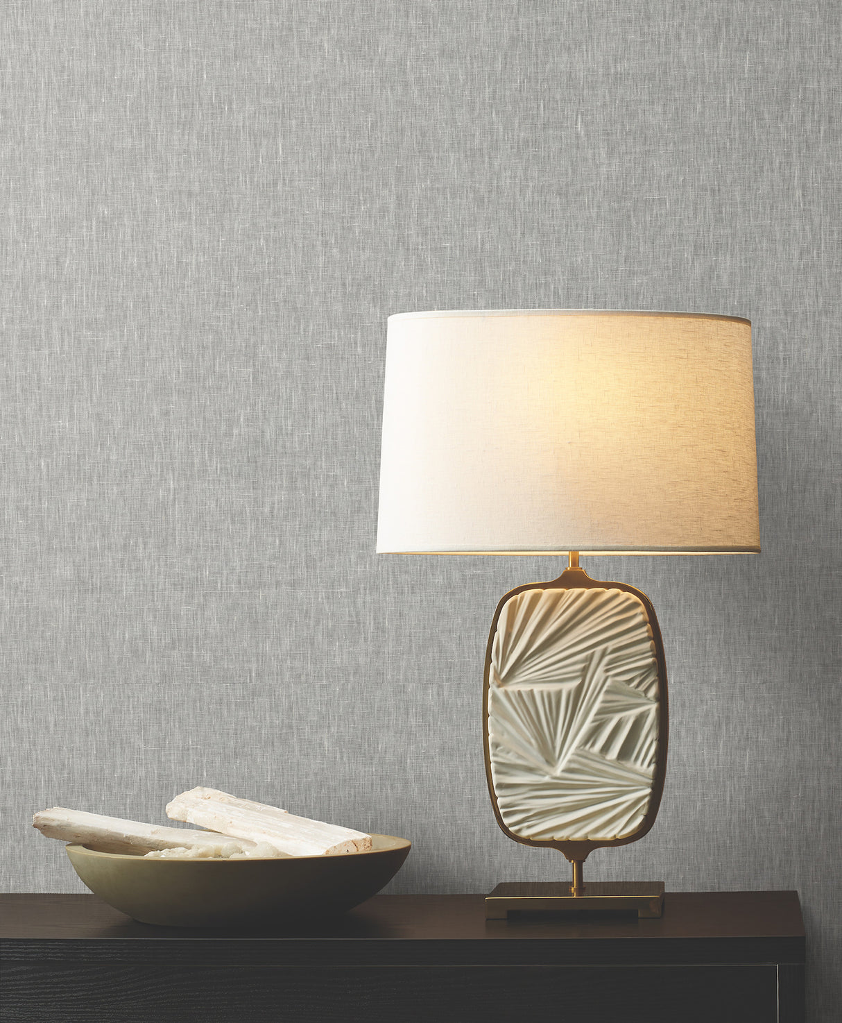Sheer Linen Grey by Ronald Redding Linen Weave Wallpaper – York Designer Series GRL86135
