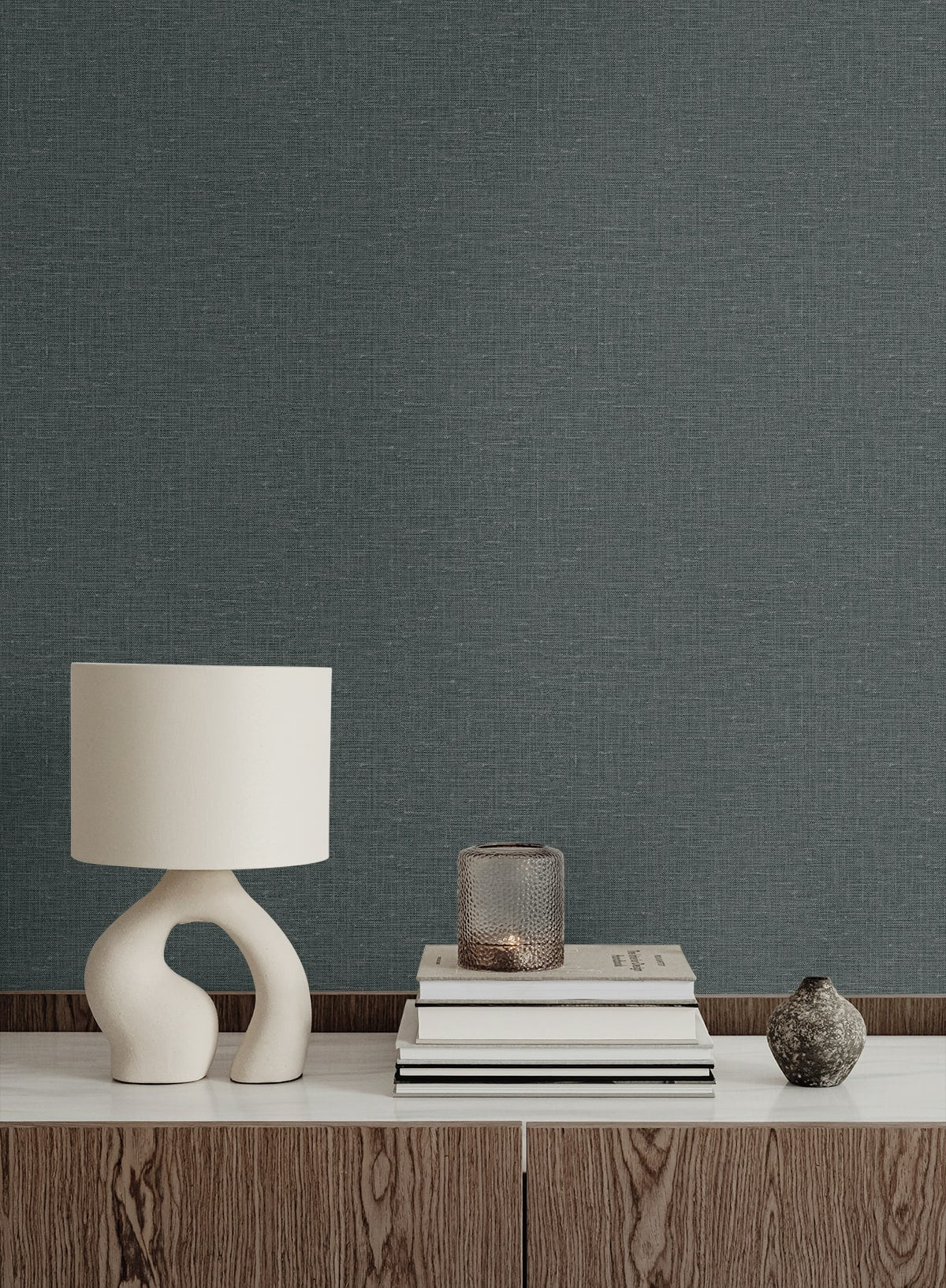 Nomi Smoke Gray by Linen & Silk Textures Faux Linen Texture Vinyl Wallpaper – Seabrook Designs GT30031