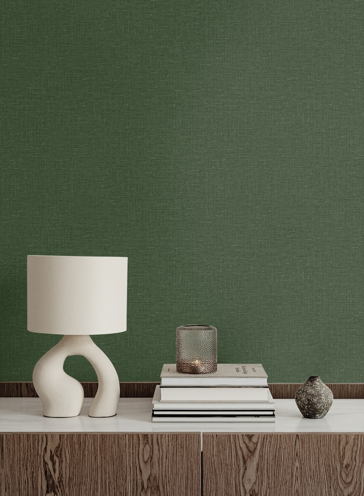 Nomi Olive by Linen & Silk Textures Faux Linen Texture Vinyl Wallpaper – Seabrook Designs GT30034