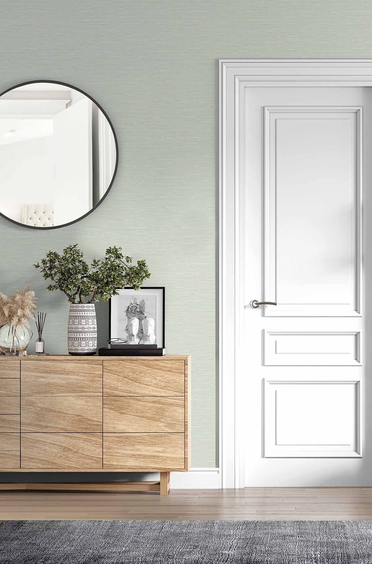 Bangkok Seafoam by Linen & Silk Textures Faux Silk Vinyl Wallpaper – Seabrook Designs GT30104