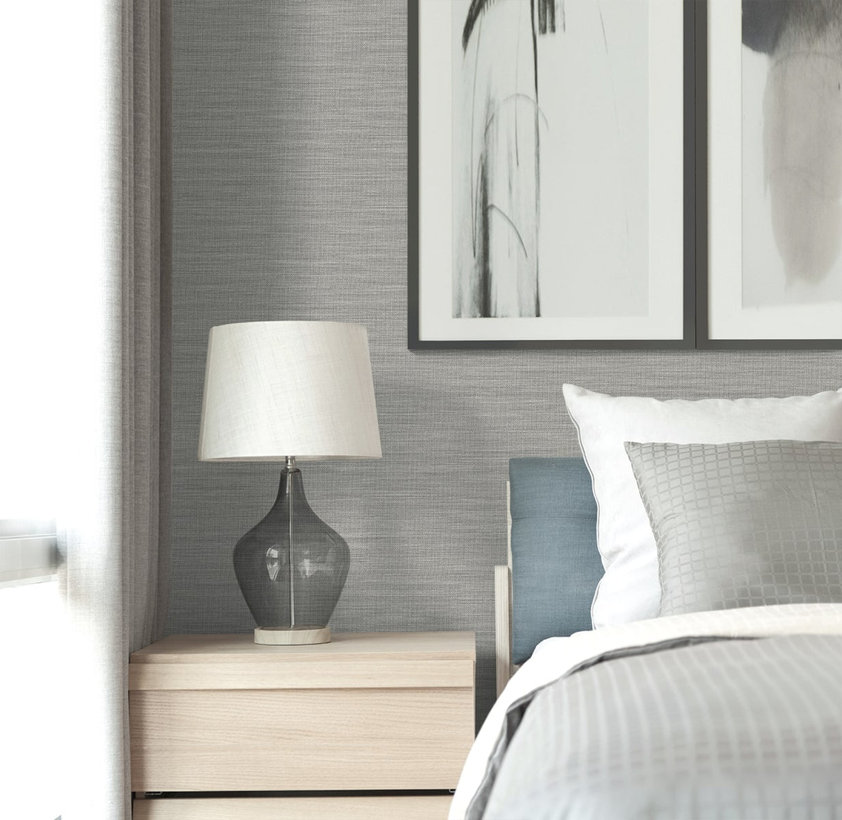 Libeco Taupe by Linen & Silk Textures Faux Linen Vinyl Wallpaper – Seabrook Designs GT30208