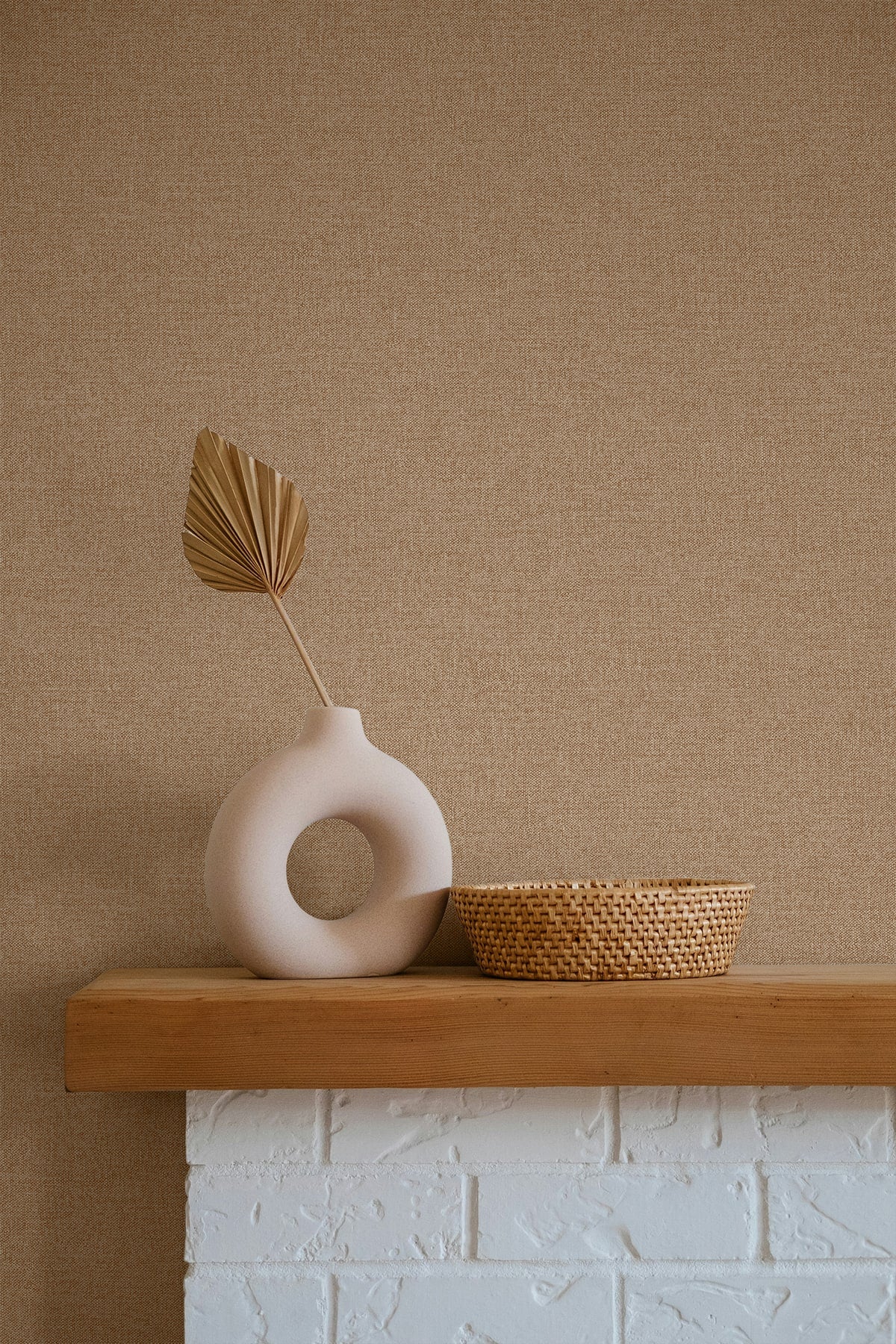 Normandy Cinnamon by Linen & Silk Textures Faux Linen Texture Vinyl Wallpaper – Seabrook Designs GT30324