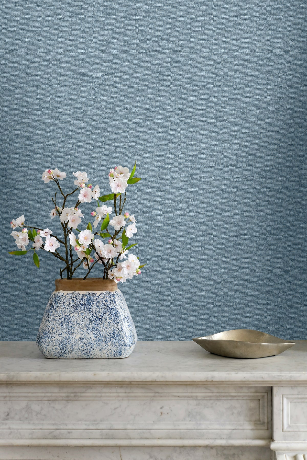 Normandy Slate Blue by Linen & Silk Textures Faux Linen Texture Wallpaper – Seabrook Designs GT30332
