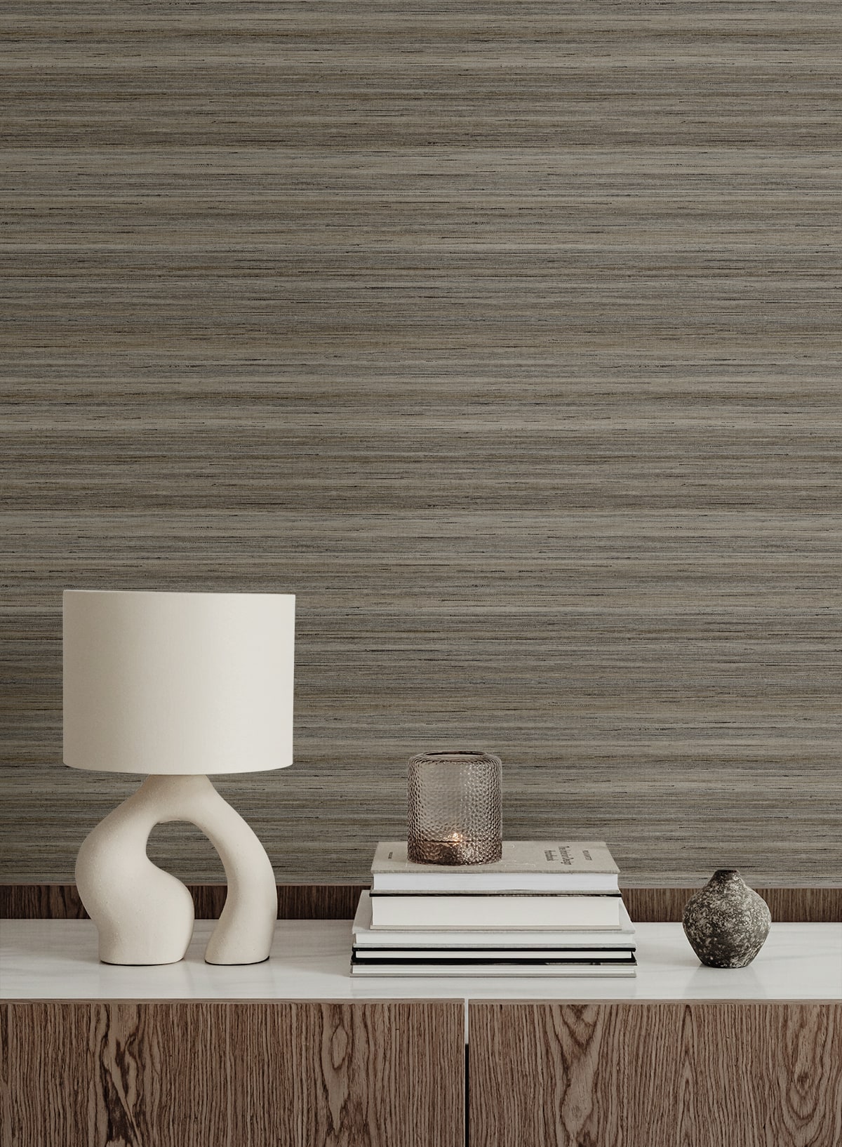 Meiya Brown by Seabrook Designs Textured Stria Vinyl Wallpaper – Seabrook Designs GT30408