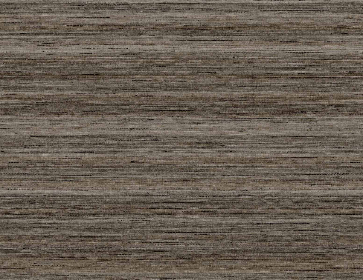 Peppercorn striated linen-look textured wallpaper in charcoal and gray tones.