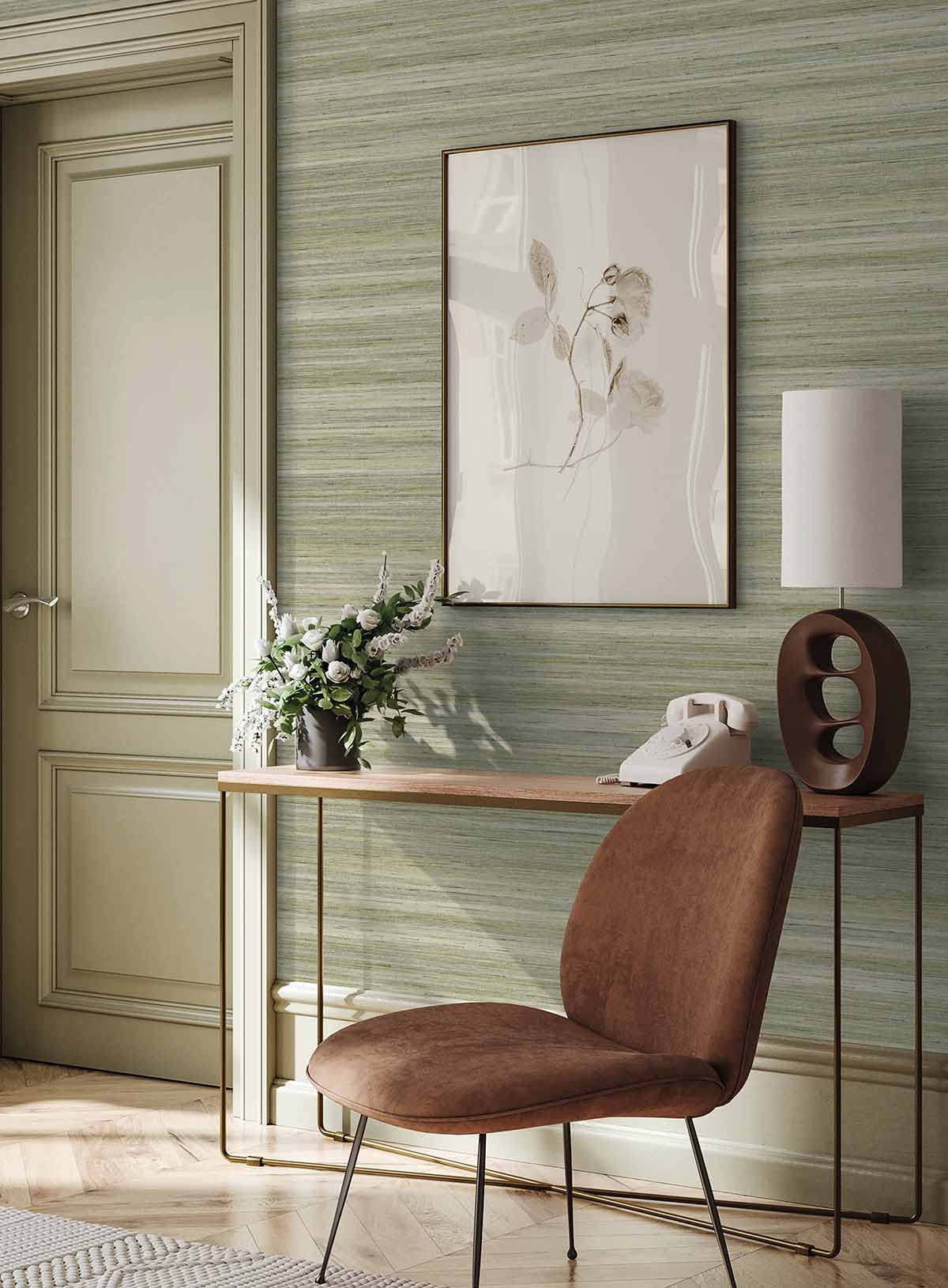 Meiya Seagrass by Linen & Silk Textures Stria Texture Wallpaper – Seabrook Designs GT30411