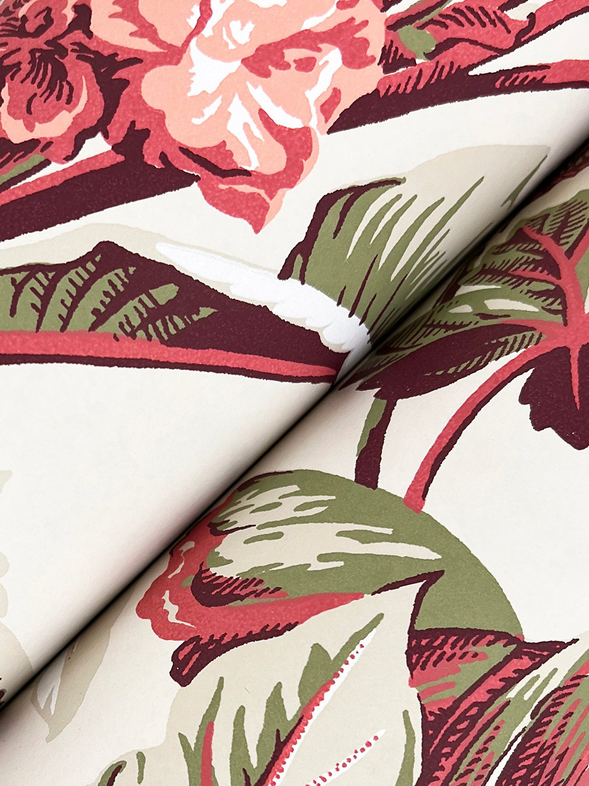 Mystic Isle Taupe Tropical Wallpaper with Eclectic Tropical Foliage Motif - York GT4501