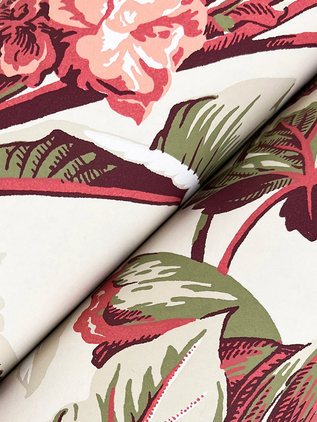 Mystic Isle Taupe Tropical Wallpaper with Eclectic Tropical Foliage Motif - York GT4501