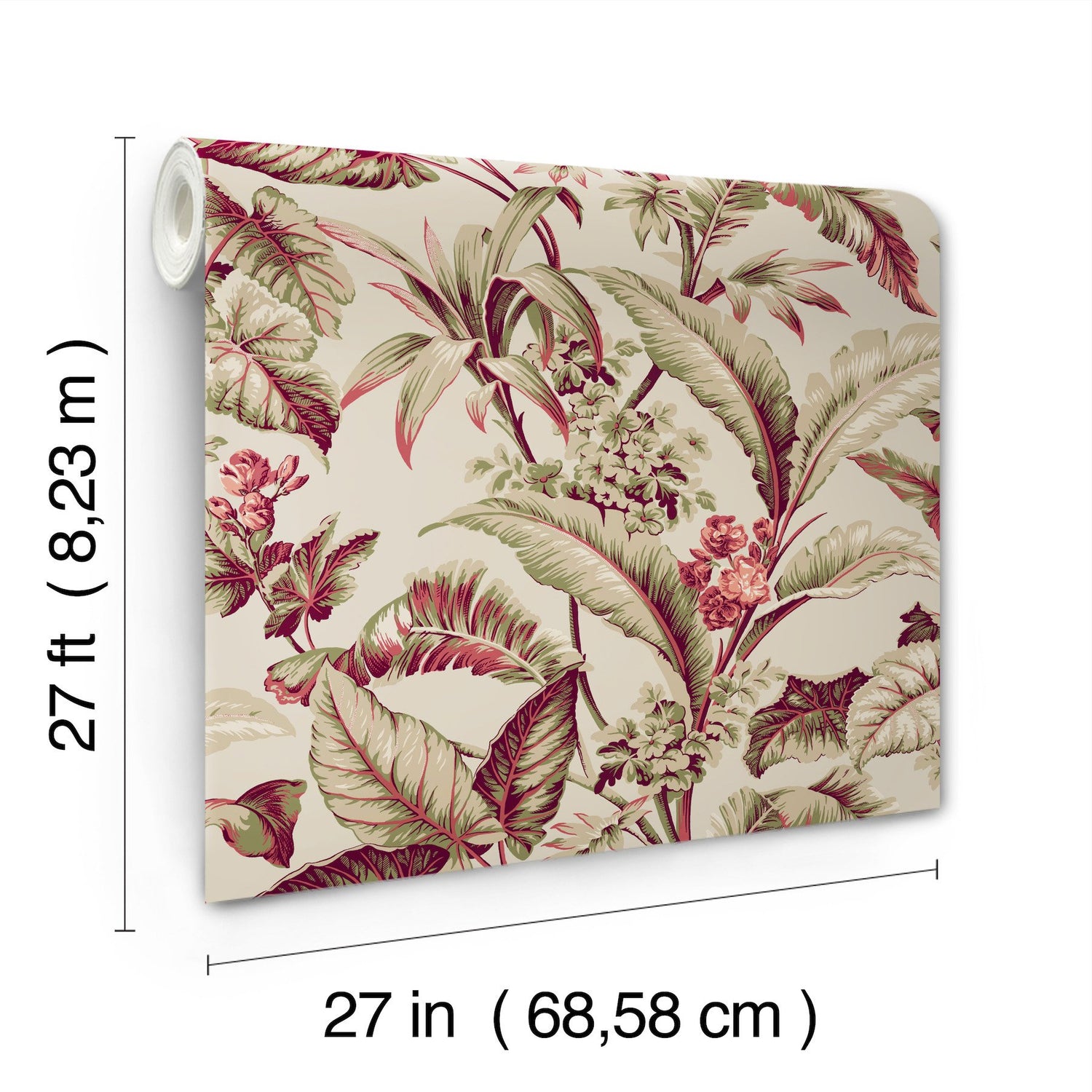 Mystic Isle Taupe Tropical Wallpaper with Eclectic Tropical Foliage Motif - York GT4501