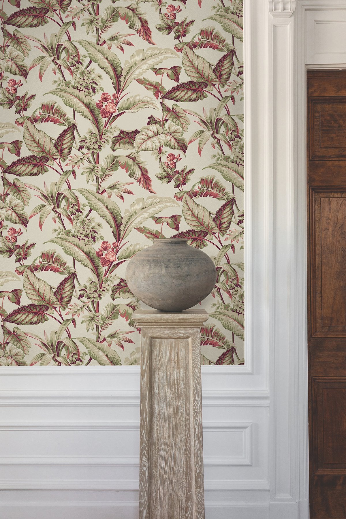 Mystic Isle Taupe Tropical Wallpaper with Eclectic Tropical Foliage Motif - York GT4501