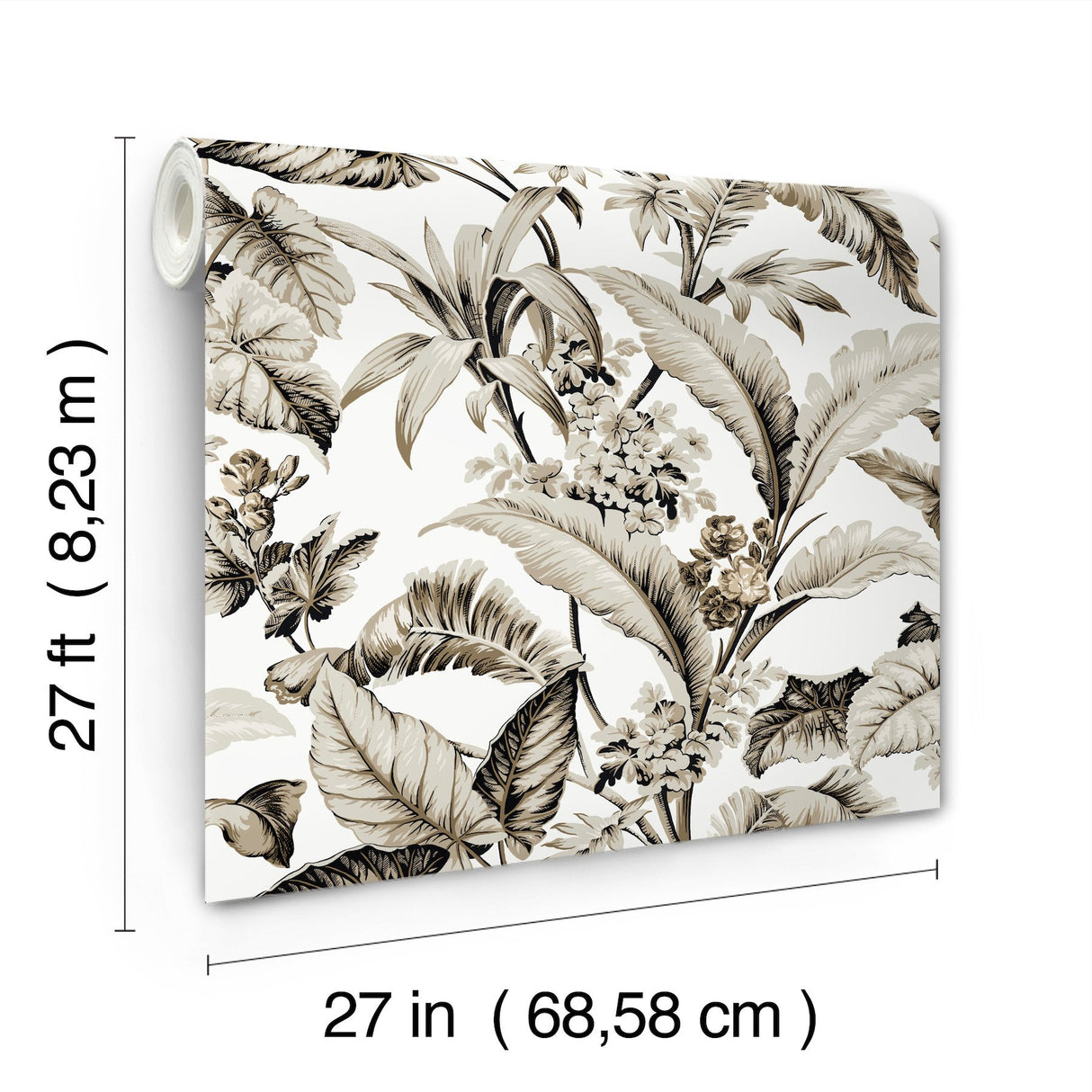 Mystic Isle Neutral Wallpaper with Tropical Eclectic Botanical Pattern - York GT4503