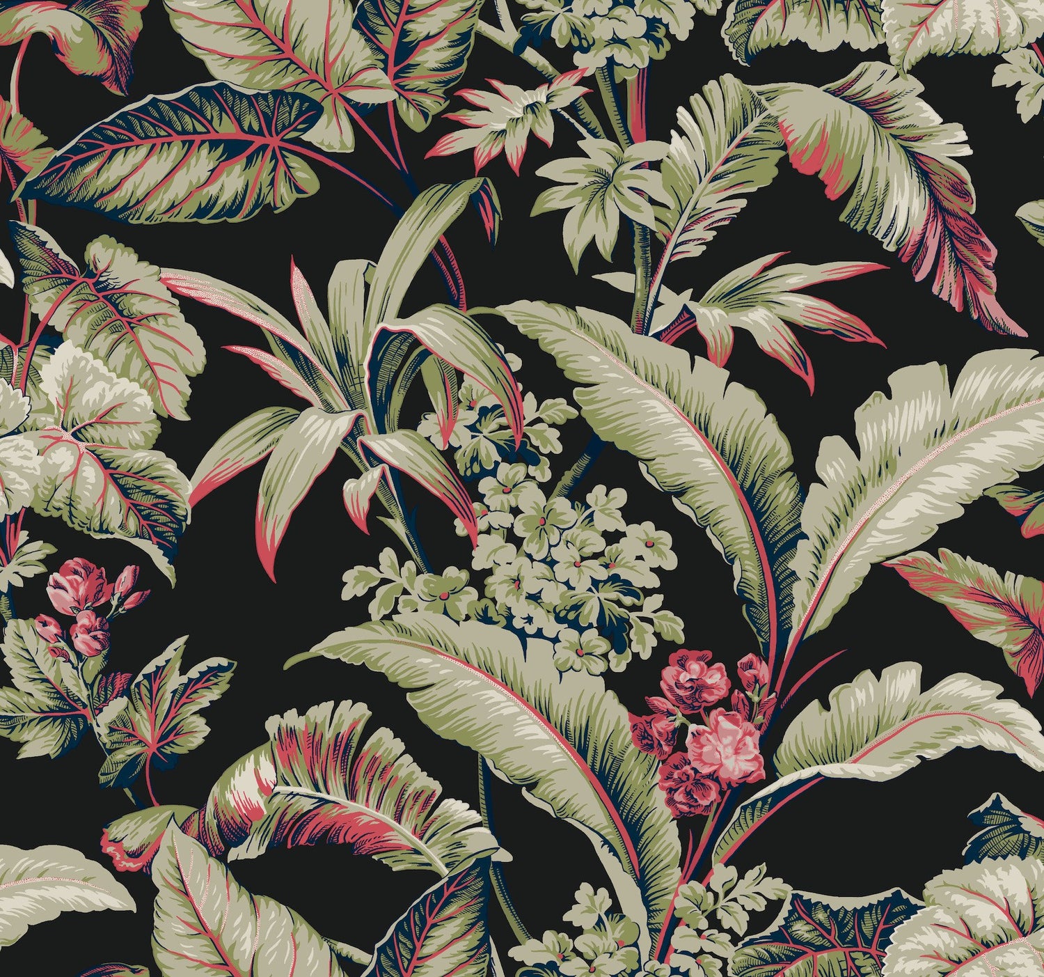 Mystic Isle Black Tropical Eclectic Wallpaper - York GT4504