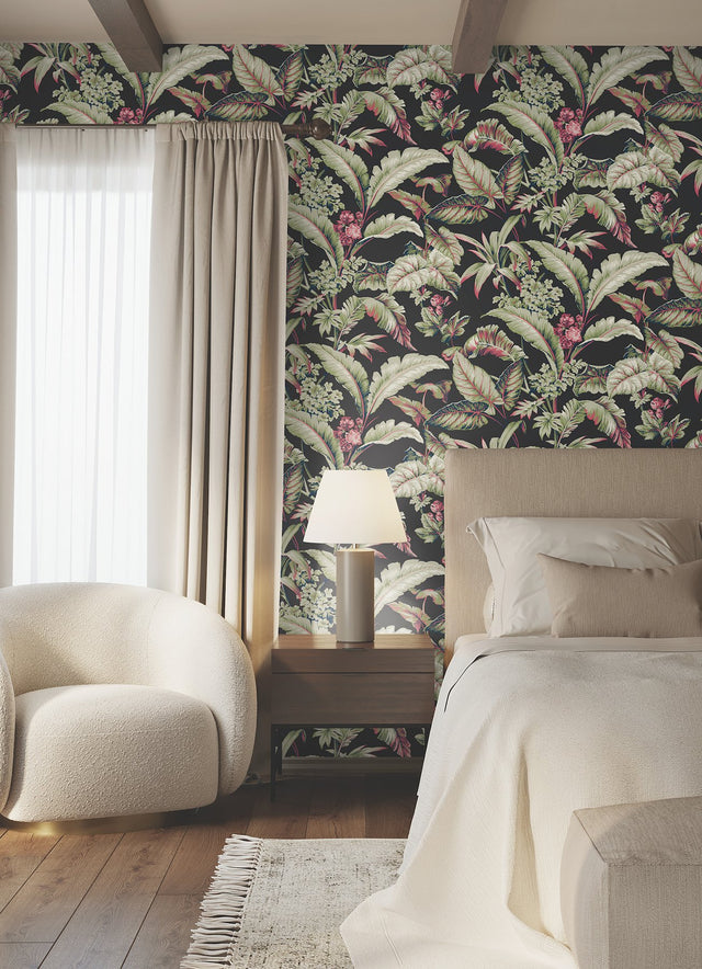 Mystic Isle Black Tropical Eclectic Wallpaper - York GT4504