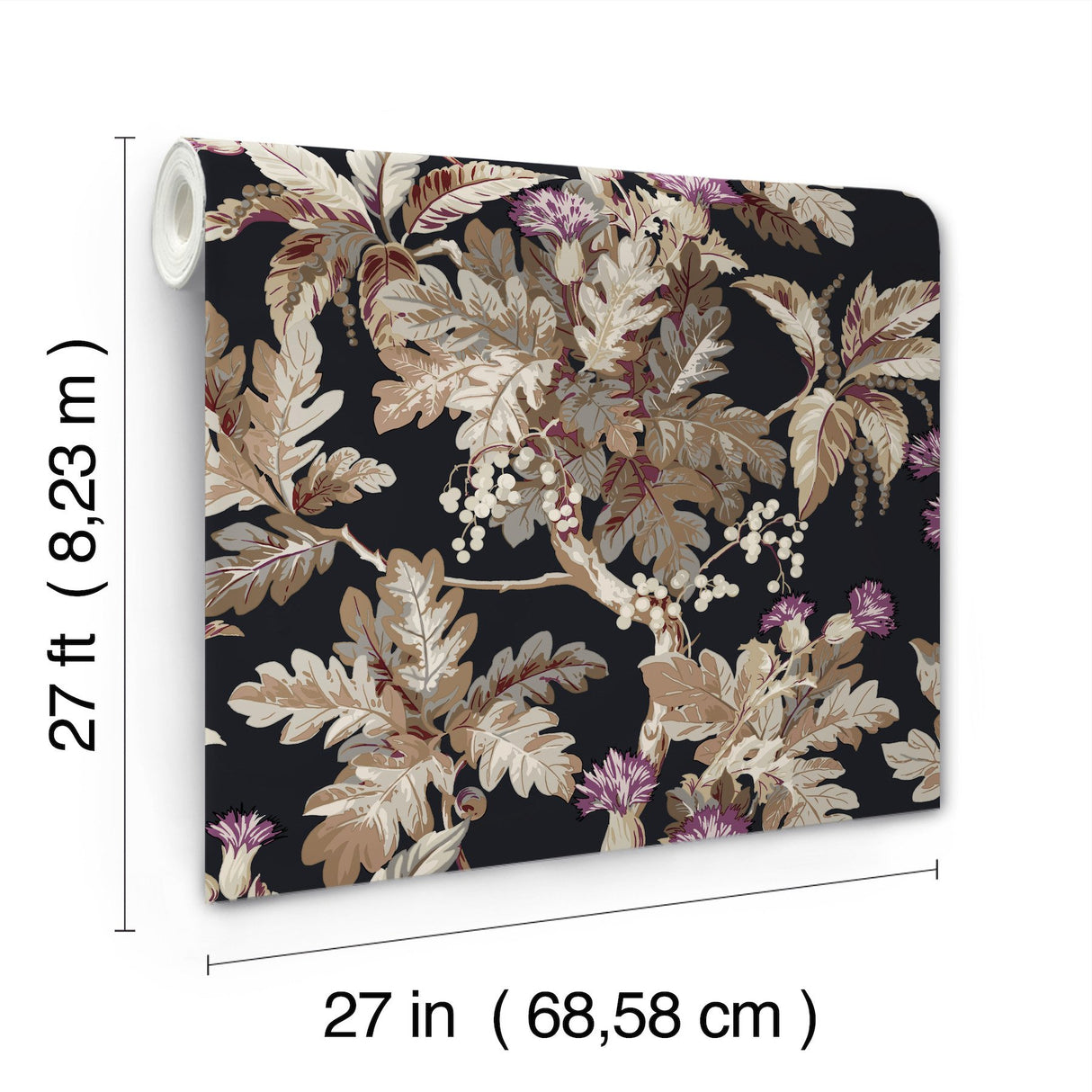 Briarwood Black Botanical Vintage Wallpaper - York GT4521