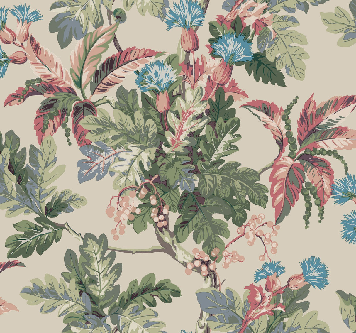 Briarwood Taupe Wallpaper with Vintage Botanical Motif - York GT4522