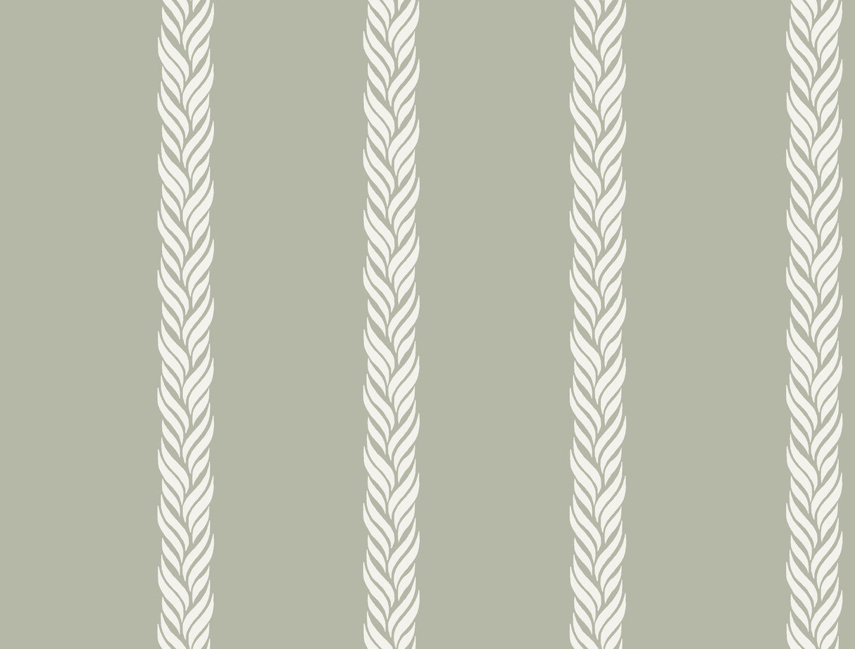 Braided Stripe Green Wallpaper with Braided Stripe Motif, Transitional Style - York GT4541