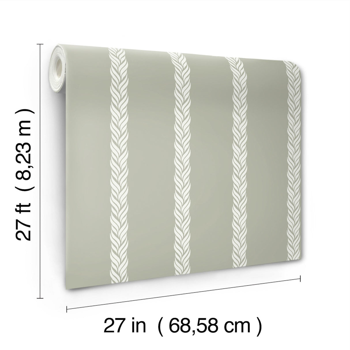 Braided Stripe Green Wallpaper with Braided Stripe Motif, Transitional Style - York GT4541