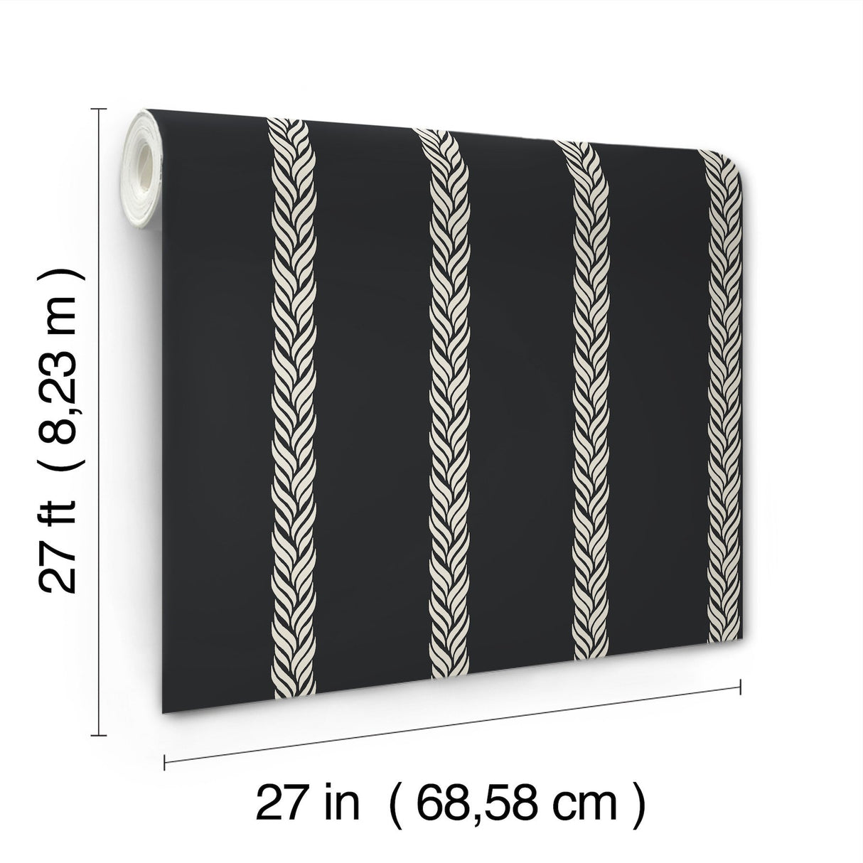 Braided Stripe Black Wallpaper with Braided Stripe Motif - Ronald Redding GT4542