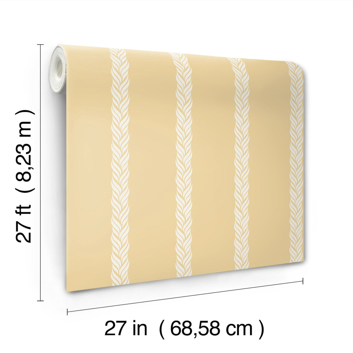 Braided Stripe Yellow Wallpaper with Hand-Painted Look Transitional Stripe Pattern - York GT4543