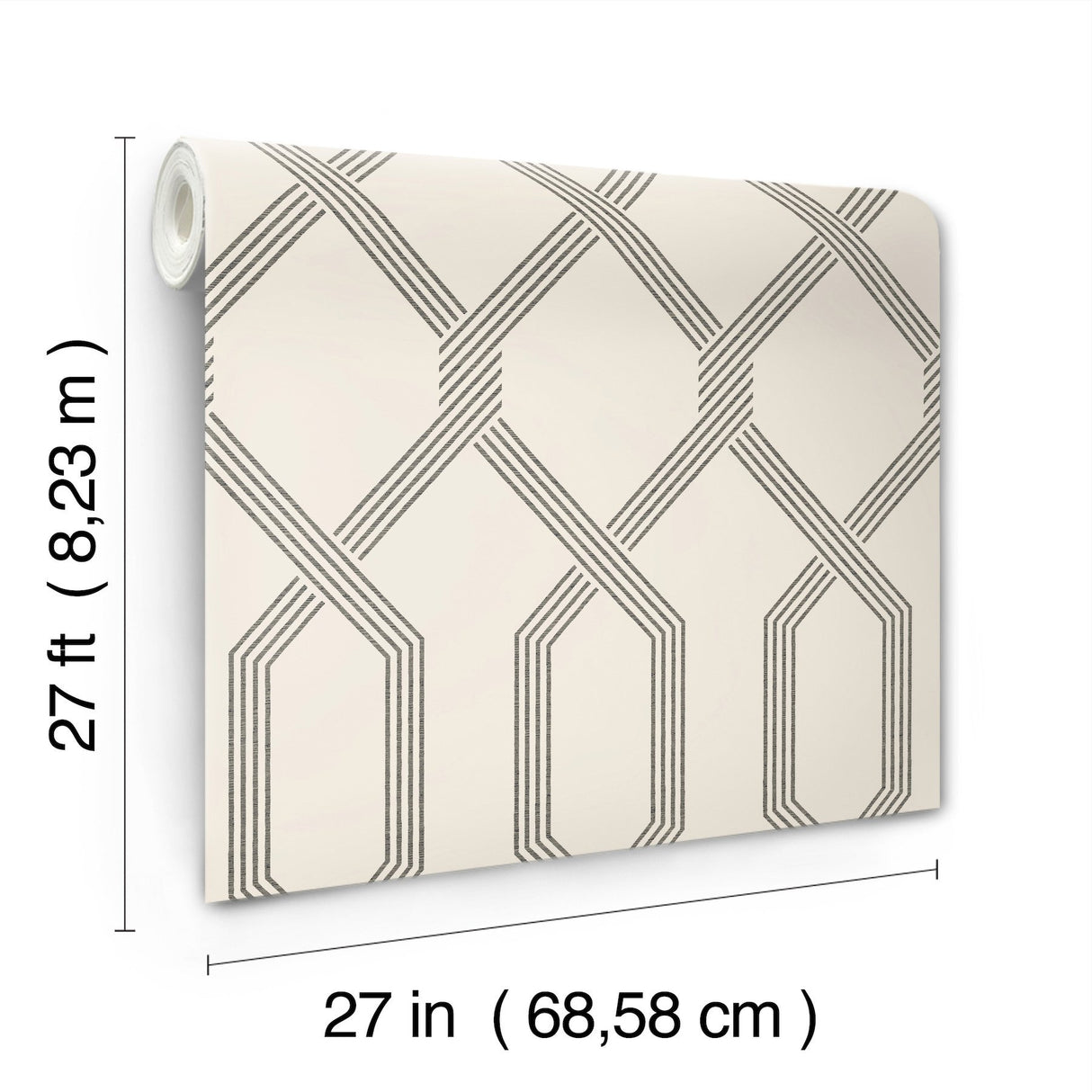 Palisade Black Wallpaper with Geometric Ribbon Diamond Pattern - York GT4552