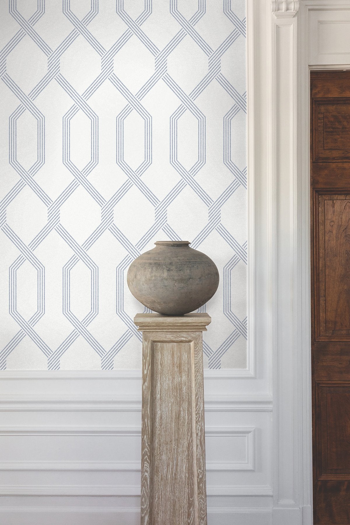 Palisade Blue Geometric Ribbon Diamond Wallpaper - York GT4553