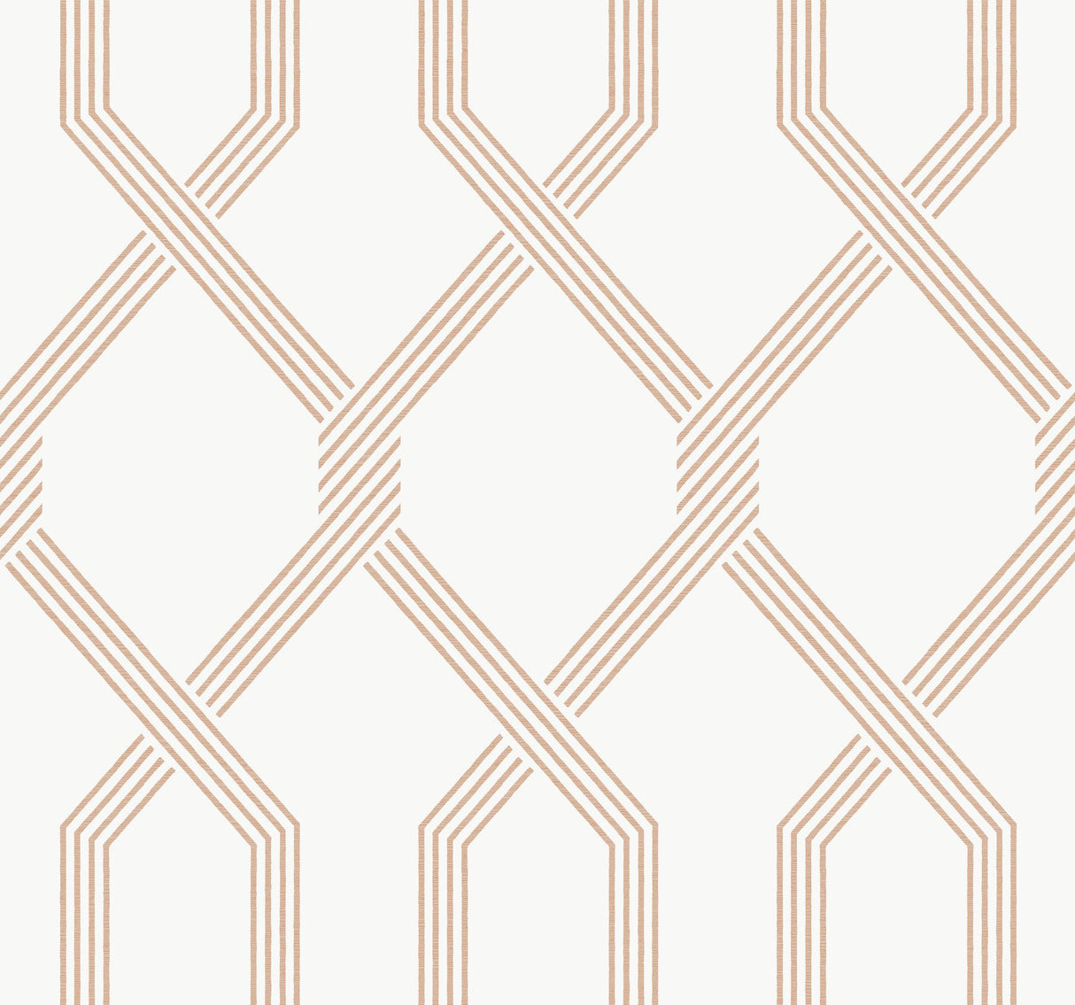 Palisade Coral Wallpaper with Geometric Ribbon Diamond Pattern - York GT4554