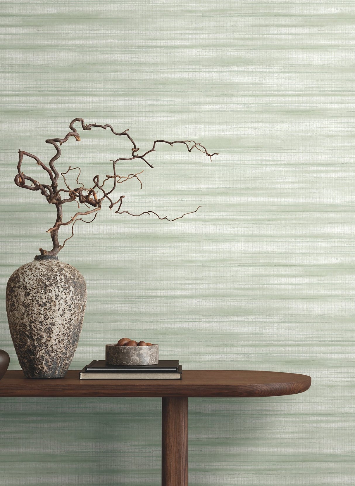 Brushed Linen Green Wallpaper with Weaves Fabric Texture - York GT4561