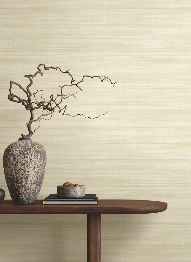 Brushed Linen Ivory Wallpaper with Weaves Pattern - York GT4562