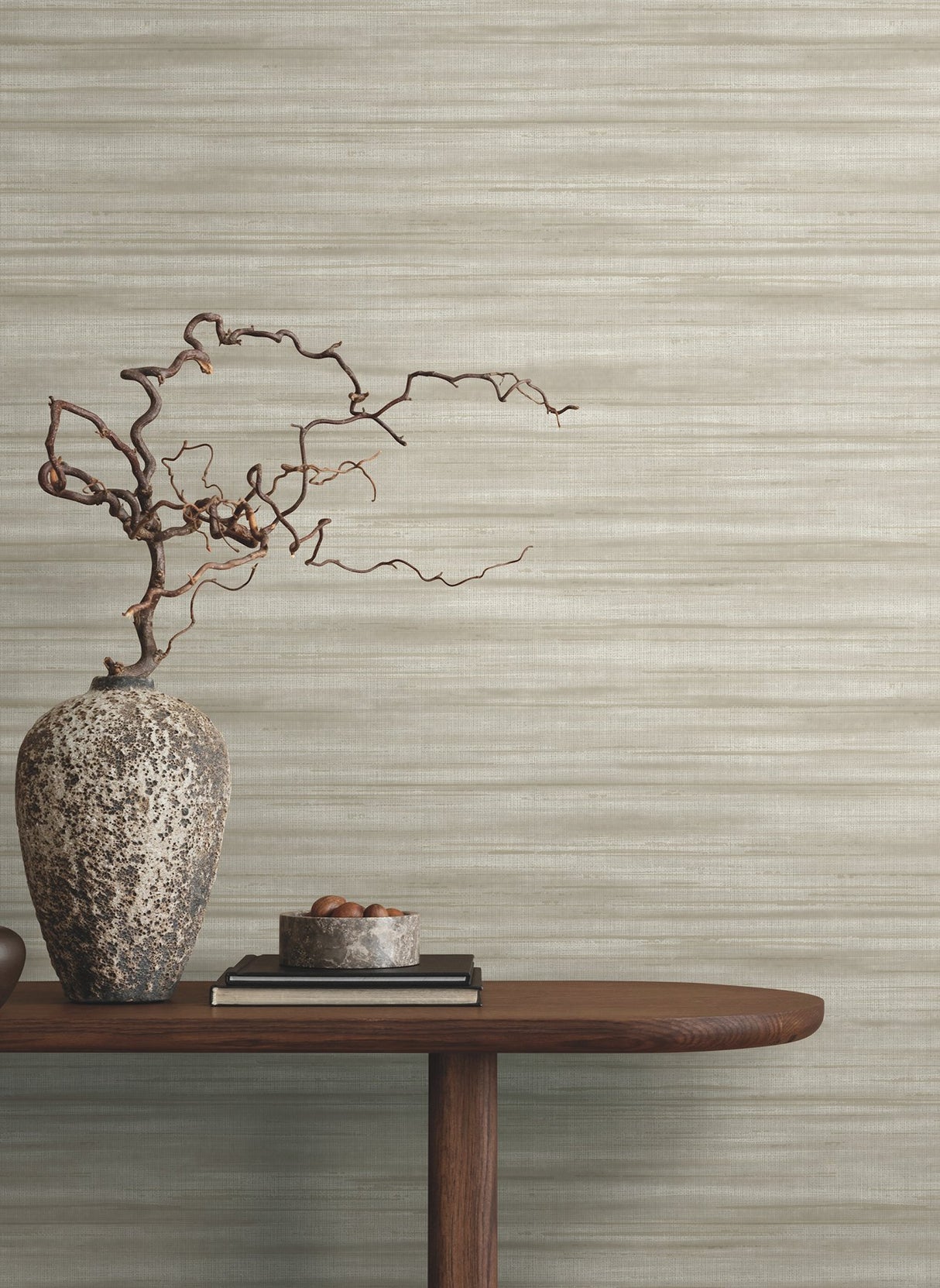 Brushed Linen Taupe Wallpaper with Weaves Texture Transitional Style - York GT4566
