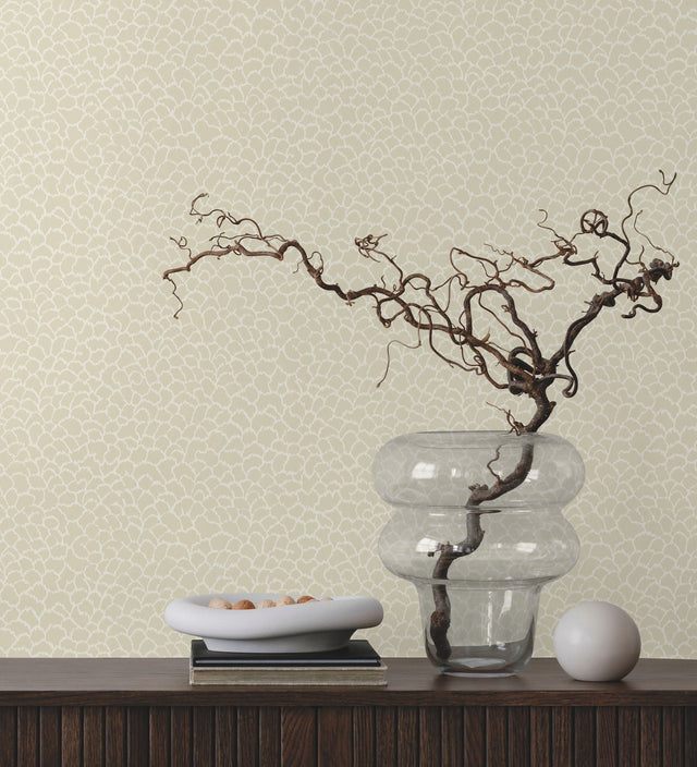 Nadie Linen Beige Textured Wallpaper with Raised Ink Abstract Pattern - York GT4575